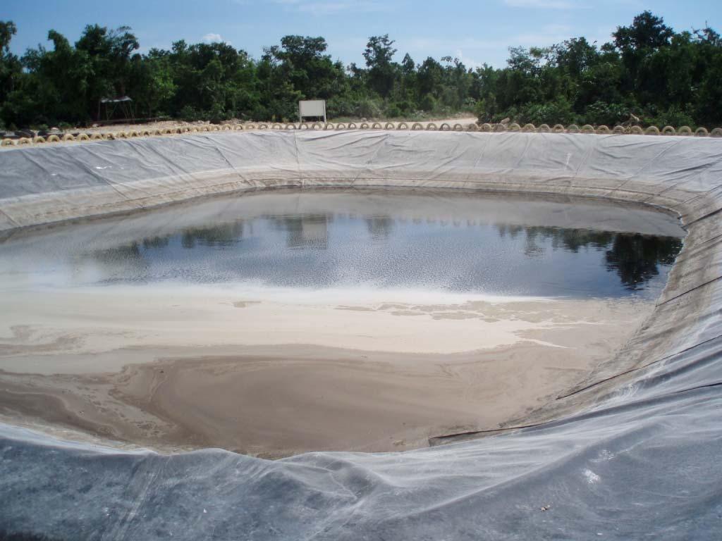 Figure 11 Geo-membrane Evaporation Pond Liner The clay (in-situ or compacted) used as pond liner must comply with the following requirements: (1) more than 30% of the material passing the #200 sieve