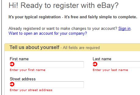 Registration is completely free and takes only a couple of minutes! Open up your Internet Browser and type www.e-bay.