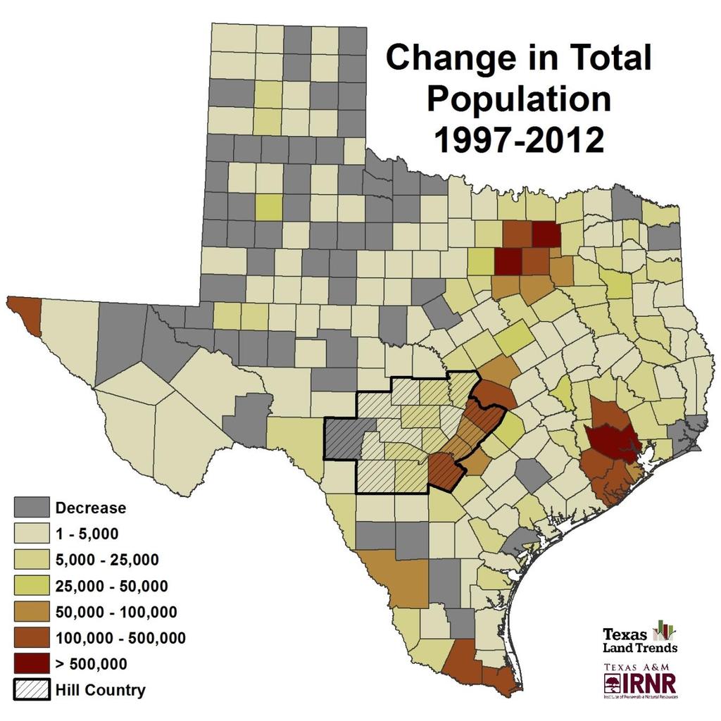 Hill Country Population 1997 2.4M 2012 3.