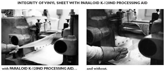 processed on a mill at 350 F. Unmodified Vinyl does not form a smooth rolling bank when processed under the same conditions.