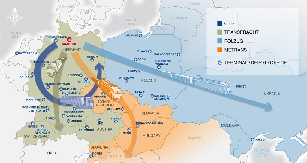 Company Profile & Strategy THE EXTENSIVE INTERMODAL NETWORK HHLA CONNECTS EUROPE FROM NORTH
