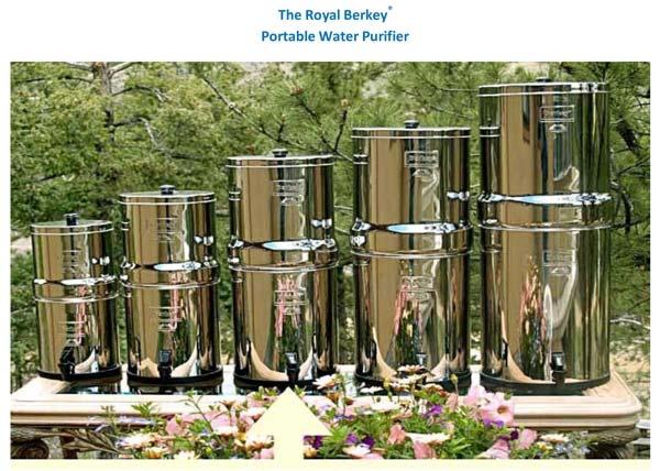 Royal Berkey Water Filter Mid-Size Model made of Stainless Steel Comes complete with 4 Black Berkey