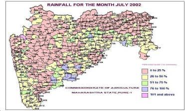 2.3.3 July dry spell characteristics During the month of July, especially in the first fortnight, i.e. from 1st July, 2002 to 17th July, 2002, there was a long dry spell all over the State.