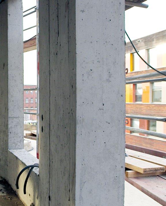 Construction materials and components Environmental protection and resource preservation combined with healthy room air About 1,650 m³ of recycled concrete was used, representing approximately 60 %