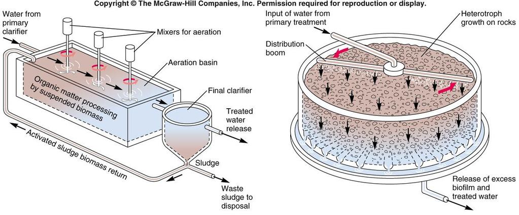 Aerobic secondary sewage treatment -