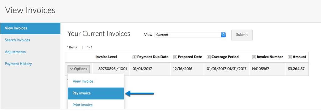 Paying invoices Making invoice adjustments Printing invoices Adding members to invoices Making Online Invoice Payments Follow the steps below to make an online invoice payment. 1.