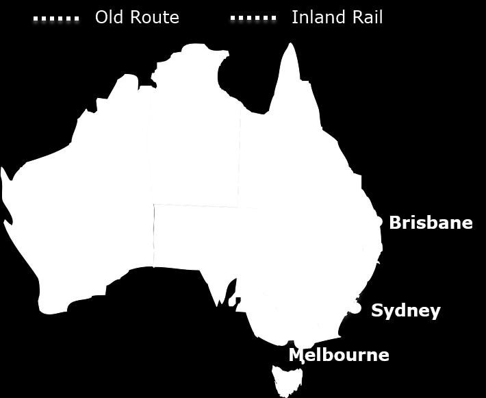 in our cities and direct economic activity through large infrastructure projects. Inland Rail Currently, the only freight rail line connecting Melbourne and Brisbane goes through Sydney.