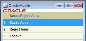 To scrap an assembly at an operation: 1. Navigate to the Scrap Assy page. Scrap Assy Page with Scrap Selected 2. Choose Scrap. 3.