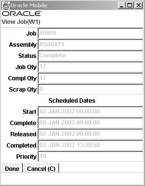 View Job Page 4. Choose <Done> to end this query. To view flow schedule information: 1. Navigate to the View Job / Flow Schedule page. 2. Choose Flow Schedule. 3.