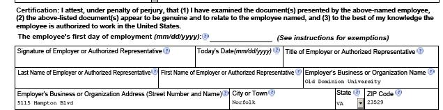 Read, fill in the information (including the date employment begins) in the
