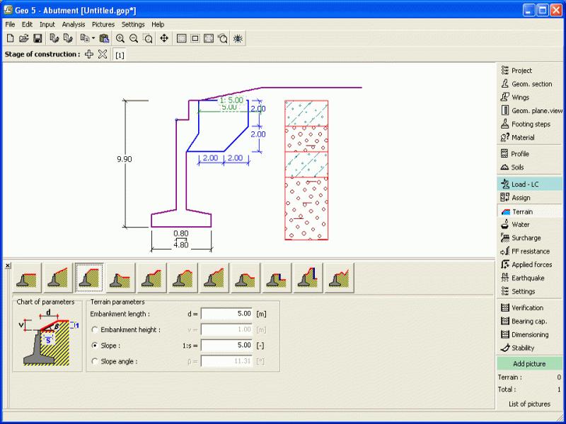 Abutment - Bridge Abutment Analysis The program serves to verify abutment and wing wall design.