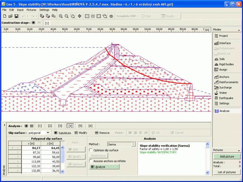 Slope Stability Analysis Slope Stability is the basic program for modelling layered slopes, embankments or earth cuts.