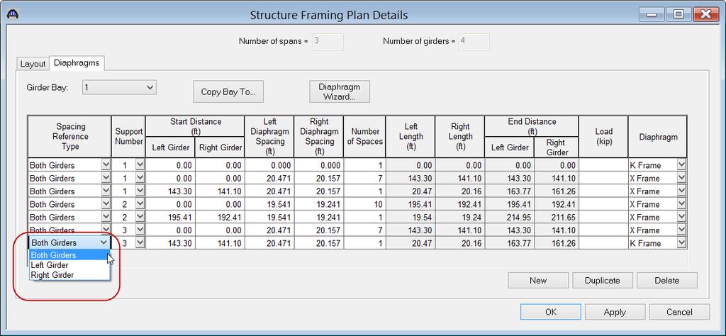 Open the Framing Plan Details: Diaphragms tab to see how diaphragm definitions are assigned to the framing plan.