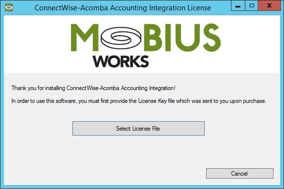 The installation creates a ConnectWise Manage-Acomba Integration Application desktop icon.