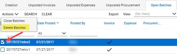 Un-posting Transactions Invoices If you feel you ve made an error on a particular invoice, you have the ability to un-batch it individually. Go to the Invoice, and click on More > Un-batch.