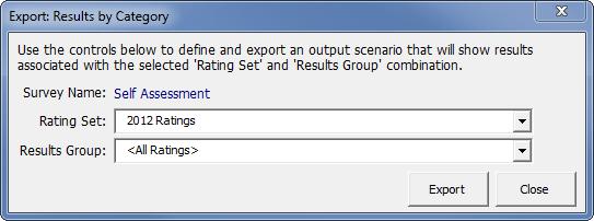 August 2014 Transportation Asset Management Gap Analysis Tool User s Guide Figure 2-51. Example of the printed Results by Category information. Export to an Excel Workbook Click the export button (i.