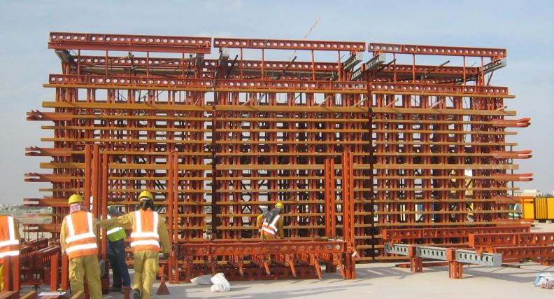 Composite bridge deck formwork. Support structures for temporary site buildings.