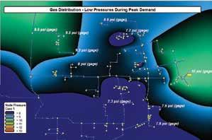 Gas Gas analyzes steady-state flows and pressures in gas distribution networks. The ideal gas law is used to describe the pressure-temperature-density relationships.