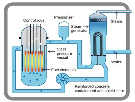 PWR / SFR Comparison Pressurised Water Reactor 1. Fuel: uranium dioxide (4-5% enriched) 2. Fuel Cladding: Zircaloy (98% zirconium, 2% tin) 3. Moderator: light water 4. Loops : 2 primary & secondary 5.