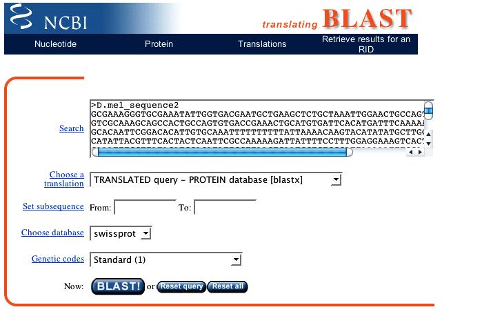 fasta and copy the sequence onto the clipboard. Then open a new browser window and navigate to the BLAST web server at NCBI (www.ncbi.nlm.nih.