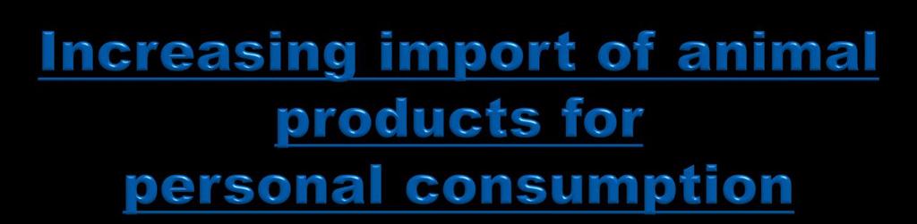 Increase import of animal and dairy products up to 20kg for personal consumption Documents required are: Certification of Free Sale in Aust/NZ for the Company that manufactured the product