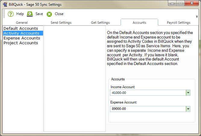 Similarly, you can specify individual accounts per expense item from the Expense Accounts screen.