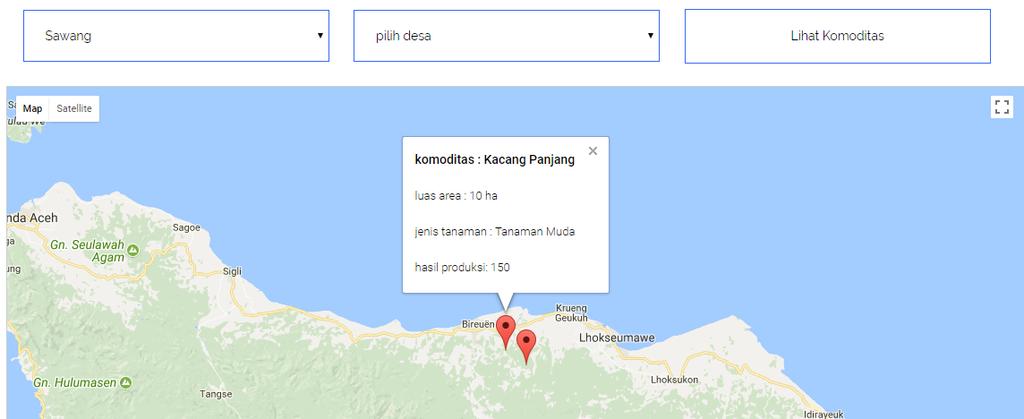 the potential to develop certain commodities in North Aceh District can use this feature. The GIS potential search feature is illustrated in Figure 12.
