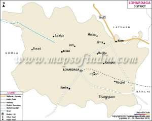 thedistrictissituated inthesouthwesternpartofjharkhand Statebetween23 30'and23 40'north latitudes and 84 40' and 84 50' east longitudes.