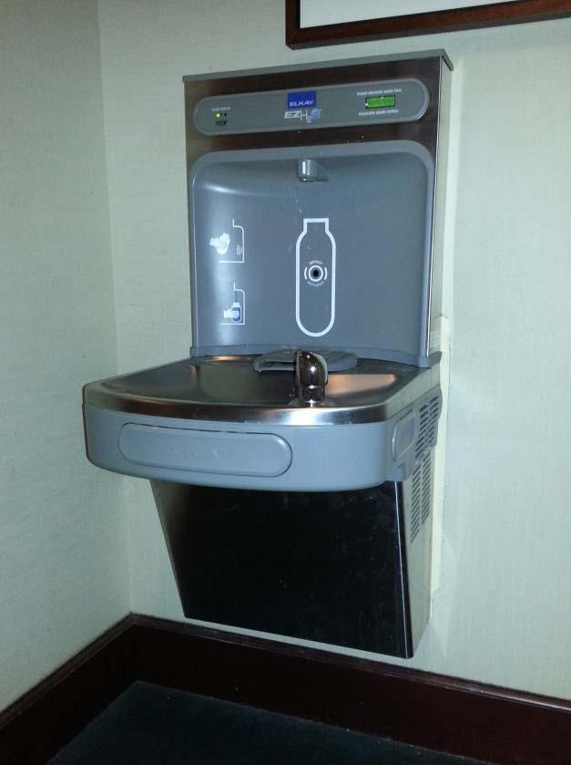 Water Conservation Hydration station cuts down on plastic waste and water waste.