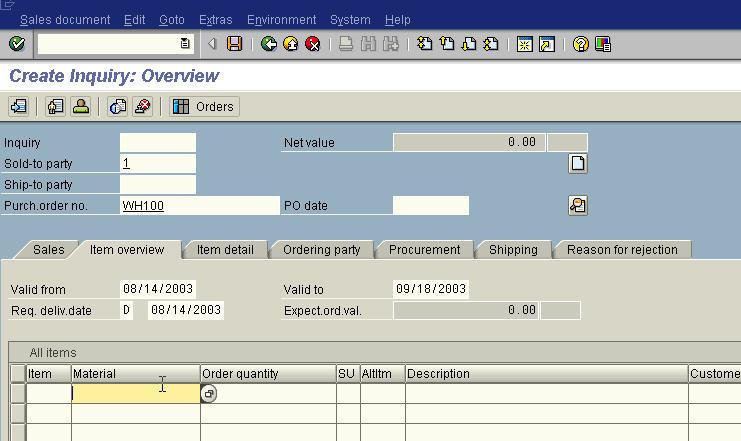 Check data, and then click on the first material field Click on the first material field, and then click on