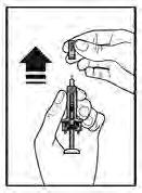 Giving your injection Step 11. Hold the prefilled syringe by the body (the clear plastic needle guard) with the needle pointing up (see Figure G).