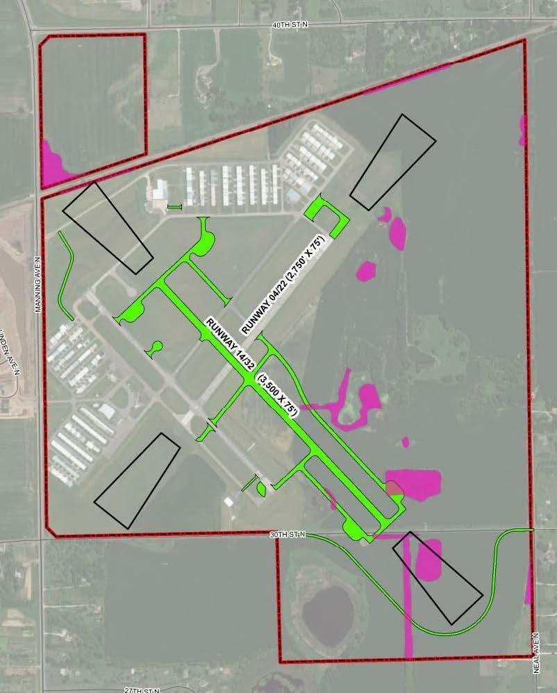 Tree Removal (pink areas) Biological Resources Tree removal Approximately 20 acres of trees affected on airport
