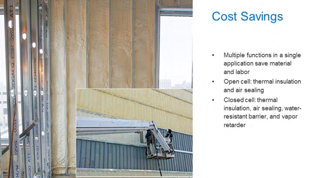 Spray foam is a cost-effective solution. Open-cell spray foam costs significantly less than closed-cell spray foam, and it achieves thermal insulation and air sealing in a single step.