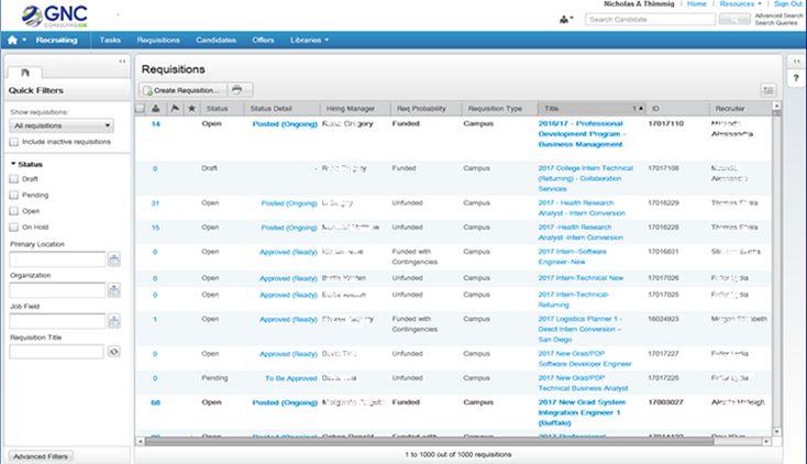 New Look and Feel Requisition List View Current Release The new release of the Enterprise application