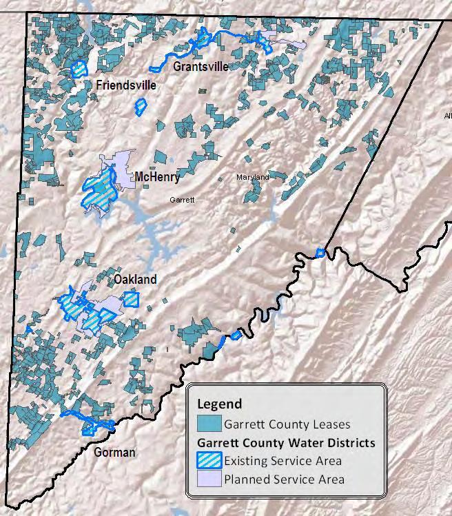 Water Supply: Public Service Areas Direct impacts of lease development could potentially affect public water service areas in the following municipalities: - Friendsville: ~55 acres or 8% Surface