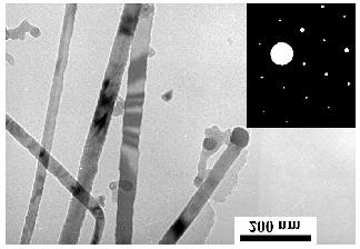 formed upon introduction of ammonia in the furnace. The diameters of these wires range from 10-50 nm, while they are a few microns long.