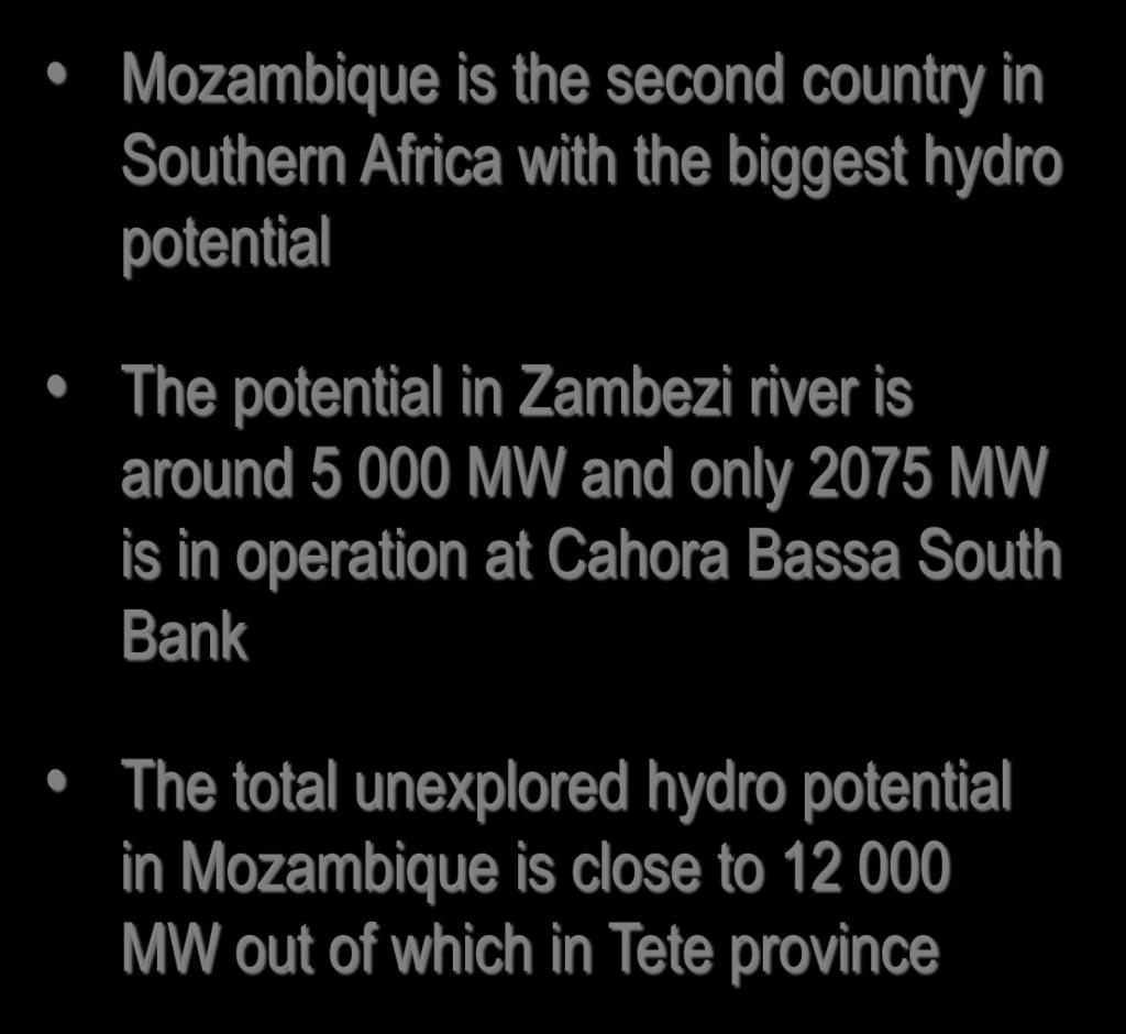 The Mozambique natural resources and the least cost options