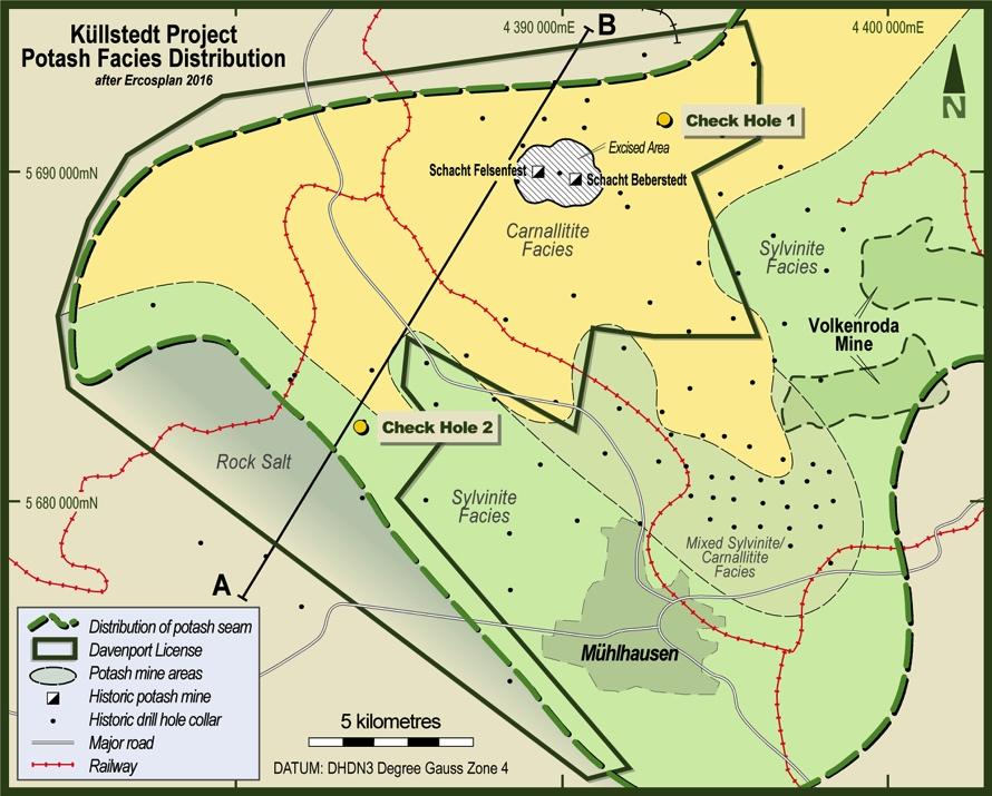 Figure 2 Küllstedt Licence Küllstedt Exploration Licence Work Program Consultation is underway with the state mining authority to permit the drilling of initially two confirmatory holes at Küllstedt