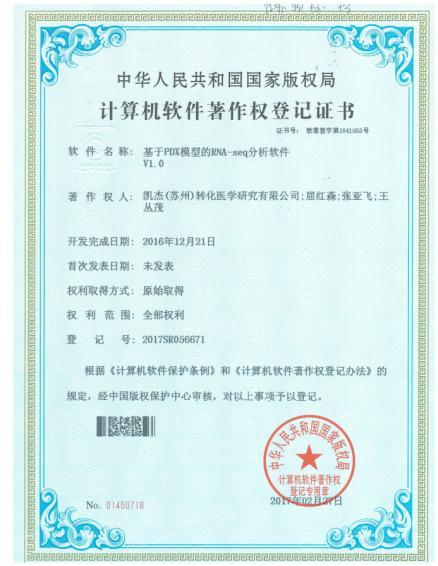Our IP of NGS Computer software copyright registration certificate PubMed mass document format conversion system based on MEDLINE format; High - throughput sequencing data