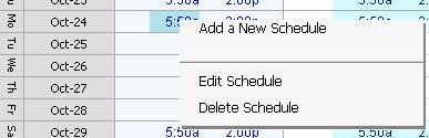 Right-click on the start time of the schedule and select Edit