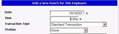 Adding Punches Continue, When you select the Add a Punch you receive the following pop-up. *Remember* If your schedule crosses days make sure you put the correct date in.