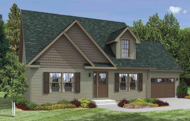 Eaves - Full Eave Return - Shake Siding Accent - Sandstone Trim Package - Window Grids - Painted Square Leaded Glass Front Door - Sidelite Features