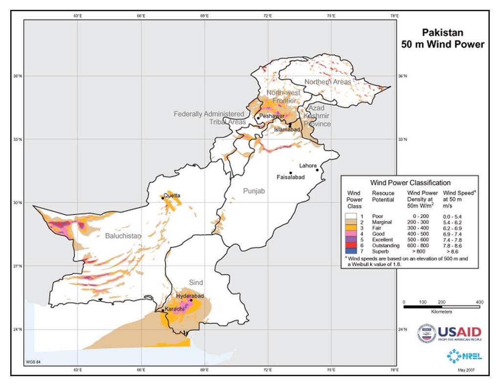 Barriers Pakistan 50 m Wind Power Evaluating technical conditions first, Sialkot is located in an area with poor conditions for wind power Poor Distance Wind Power