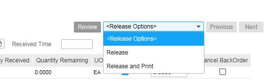 Release Receiving 12. Expand Release Options and choose Release.