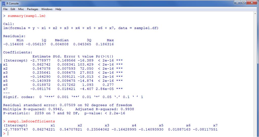 on the outcome variable (y) of the new (2nd) sample data set. Then we can compare the 'predicted' values (y.