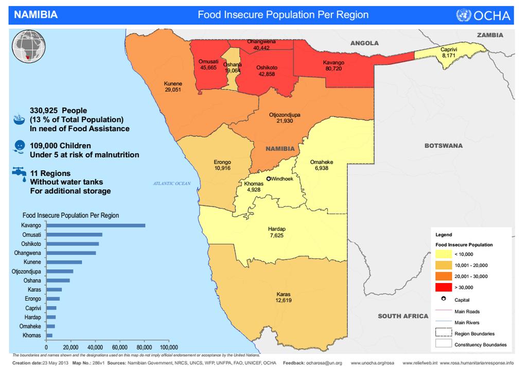 UNICEF Namibia Drought Situation Report #1 Issued on 24 July 2013 Highlights Emergency Food Security Assessment conducted in April/ May and Drought Emergency declared on 17 May 2013, affecting all 13