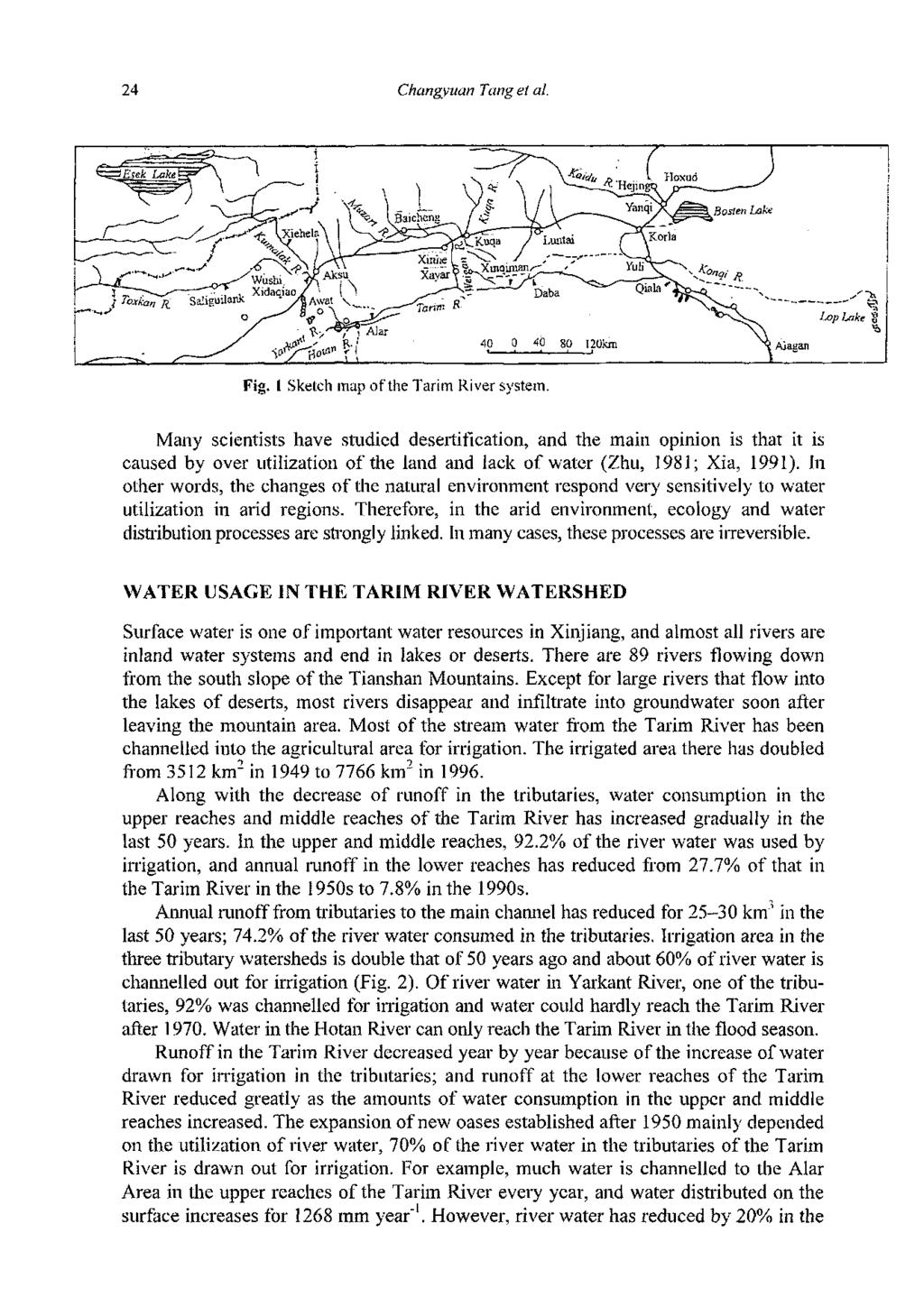 24 Changyuan Tang et al. Fig. 1 Sketch map of the Tarim River system.