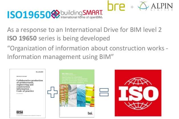 3.3 ISO 19650 ISO 19650 Specification for information management for the capital/delivery phase of construction projects using building information modelling Work In Progress ISO 19650 is adapting