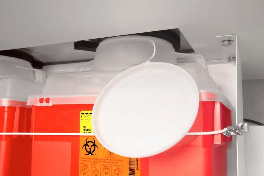 disposal bin and isolator is aerosol tight to