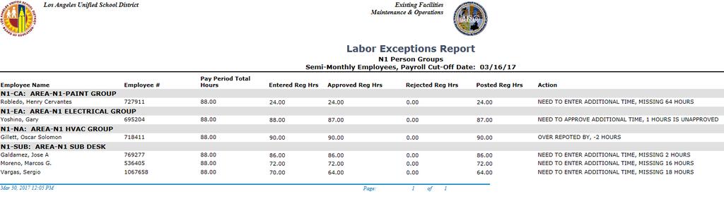 A new window will appear. Select the appropriate Payroll Cut-Off Date. The report will display all employees where the Posted Reg Hours do not equal the Pay Period Total Hours.